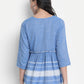 Janasya Women's Blue Cotton Striped Empire Top | Swadesiicart