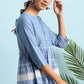 Janasya Women's Blue Cotton Striped Empire Top | Swadesiicart