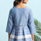 Janasya Women's Blue Cotton Striped Empire Top | Swadesiicart