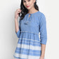 Janasya Women's Blue Cotton Striped Empire Top | Swadesiicart