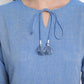 Janasya Women's Blue Cotton Striped Empire Top | Swadesiicart