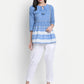 Janasya Women's Blue Cotton Striped Empire Top | Swadesiicart