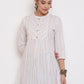 Janasya Women's White Cotton Woven Design A-Line Top | Swadesiicart
