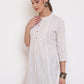 Janasya Women's White Cotton Woven Design A-Line Top | Swadesiicart