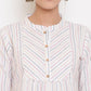 Janasya Women's White Cotton Woven Design A-Line Top | Swadesiicart