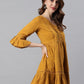 Janasya Women's Mustard Cotton Flex Embellished Gathered Tunic | Swadesiicart