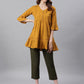 Janasya Women's Mustard Cotton Flex Embellished Gathered Tunic | Swadesiicart