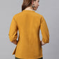 Janasya Women's Mustard Cotton Flex Embroidered A-Line Top | Swadesiicart