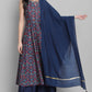 Janasya Women's Blue Poly Muslin Embroidered Kurta With Palazzo And Dupatta | Swadesiicart