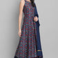 Janasya Women's Blue Poly Muslin Embroidered Kurta With Palazzo And Dupatta | Swadesiicart
