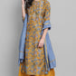 Janasya Women's Mustard Poly Muslin Embroidered Kurta With Palazzo And Dupatta | Swadesiicart