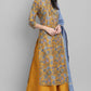Janasya Women's Mustard Poly Muslin Embroidered Kurta With Palazzo And Dupatta | Swadesiicart