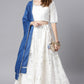 Janasya Women's White Poly Silk Floral Print Lehenga Choli With Dupatta | Swadesiicart