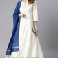 Janasya Women's Off- White Poly Silk Ethnic Motifs Kurta With Palazzo And Dupatta | Swadesiicart