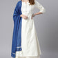 Janasya Women's Off- White Poly Silk Ethnic Motifs Kurta With Palazzo And Dupatta | Swadesiicart