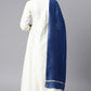 Janasya Women's Off- White Poly Silk Ethnic Motifs Kurta With Palazzo And Dupatta | Swadesiicart