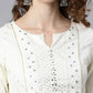 Janasya Women's Off- White Poly Silk Ethnic Motifs Kurta With Palazzo And Dupatta | Swadesiicart