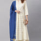 Janasya Women's Off- White Poly Silk Ethnic Motifs Kurta With Palazzo And Dupatta | Swadesiicart