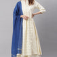 Janasya Women's Off- White Poly Silk Ethnic Motifs Kurta With Palazzo And Dupatta | Swadesiicart
