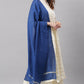 Janasya Women's Off- White Poly Silk Ethnic Motifs Kurta With Palazzo And Dupatta | Swadesiicart