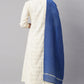 Janasya Women's Off- White Poly Silk Ethnic Motifs Kurta With Palazzo And Dupatta | Swadesiicart