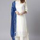 Janasya Women's Off- White Poly Silk Ethnic Motifs Kurta With Palazzo And Dupatta | Swadesiicart