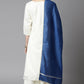 Janasya Women's Off- White Poly Silk Ethnic Motifs Kurta With Palazzo And Dupatta | Swadesiicart