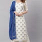 Janasya Women's Off- White Poly Silk Ethnic Motifs Kurta With Palazzo And Dupatta | Swadesiicart