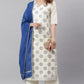 Janasya Women's Off- White Poly Silk Ethnic Motifs Kurta With Palazzo And Dupatta | Swadesiicart