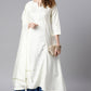 Janasya Women's Off- White Poly Silk Ethnic Motifs Kurta With Palazzo And Dupatta | Swadesiicart