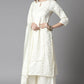 Janasya Women's Off- White Poly Silk Ethnic Motifs Kurta With Palazzo And Dupatta | Swadesiicart