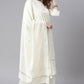 Janasya Women's Off- White Poly Silk Ethnic Motifs Kurta With Palazzo And Dupatta | Swadesiicart