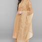 Janasya Women's Gold Poly Chanderi Embellished Kurta With Pant And Dupatta | Swadesiicart