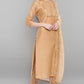 Janasya Women's Gold Poly Chanderi Embellished Kurta With Pant And Dupatta | Swadesiicart
