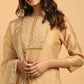 Janasya Women's Gold Poly Chanderi Embellished Kurta With Pant And Dupatta | Swadesiicart
