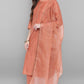 Janasya Women's Rose Gold Poly Muslin Embroidered Kurta With Pant And Dupatta | Swadesiicart