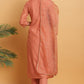 Janasya Women's Rose Gold Poly Muslin Embroidered Kurta With Pant And Dupatta | Swadesiicart