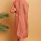 Janasya Women's Rose Gold Poly Muslin Embroidered Kurta With Pant And Dupatta | Swadesiicart