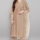 Janasya Women's Light Brown Poly Chanderi Floral Print Kurta With Pant And Dupatta | Swadesiicart