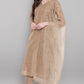 Janasya Women's Light Brown Poly Chanderi Floral Print Kurta With Pant And Dupatta | Swadesiicart