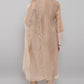 Janasya Women's Light Brown Poly Chanderi Floral Print Kurta With Pant And Dupatta | Swadesiicart