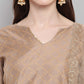 Janasya Women's Light Brown Poly Chanderi Floral Print Kurta With Pant And Dupatta | Swadesiicart