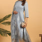 Janasya Women's Grey Poly Chanderi Ethnic Motifs Kurta With Pant And Dupatta | Swadesiicart