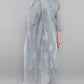 Janasya Women's Grey Poly Chanderi Ethnic Motifs Kurta With Pant And Dupatta | Swadesiicart