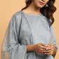 Janasya Women's Grey Poly Chanderi Ethnic Motifs Kurta With Pant And Dupatta | Swadesiicart