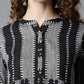 Indian Clothing Janasya Women's Black Cotton Striped Flared Western Dress | Swadesiicart