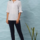 Janasya Women's White Cotton Slub Striped Straight Top | Swadesiicart