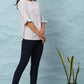 Janasya Women's White Cotton Slub Striped Straight Top | Swadesiicart