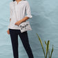 Janasya Women's White Cotton Slub Striped Straight Top | Swadesiicart