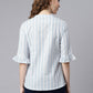 Janasya Women's White Cotton Slub Striped Straight Top | Swadesiicart